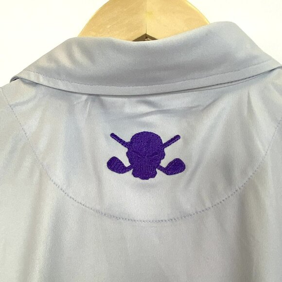 Tattoo Golf Performance Polo Shirt Mens Size Medium Zuma Purple Golf Skull - Picture 5 of 6